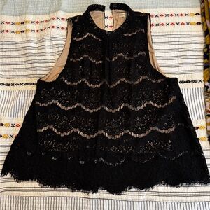 love, Fire Black Lace Sleeveless Blouse